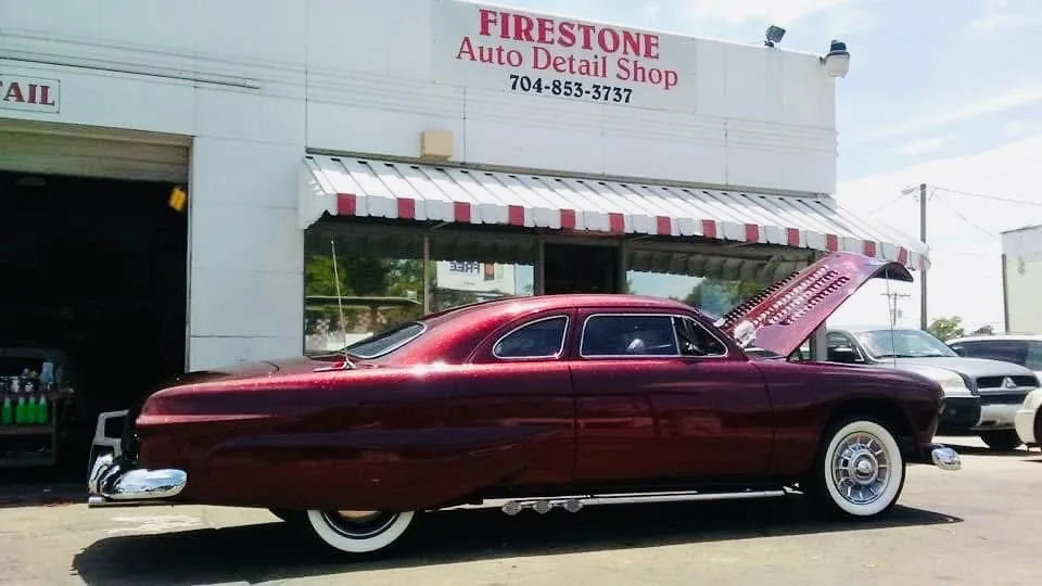 Burgundy custom classic car after professional detailing at Firestone Auto Detail