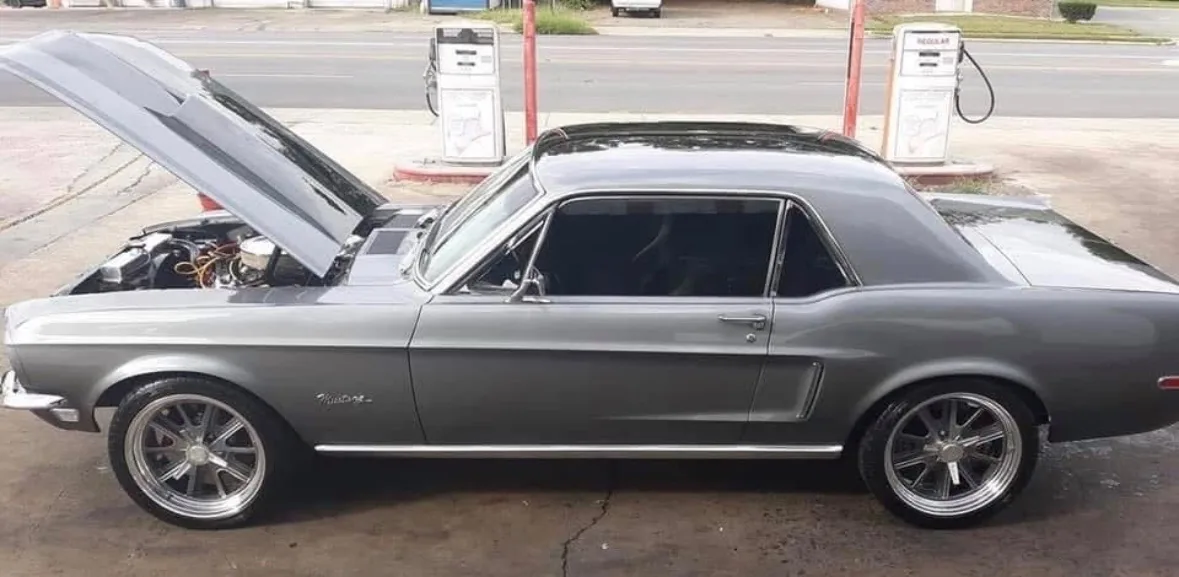 Silver classic Ford Mustang after professional detailing in Gastonia, North Carolina